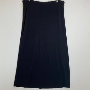 Geoffrey Beene Sport High Waist Elastic Waist Straight Midi Skirt Black Medium